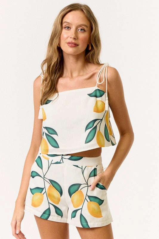 Sicilian Lemon High Waisted Shorts