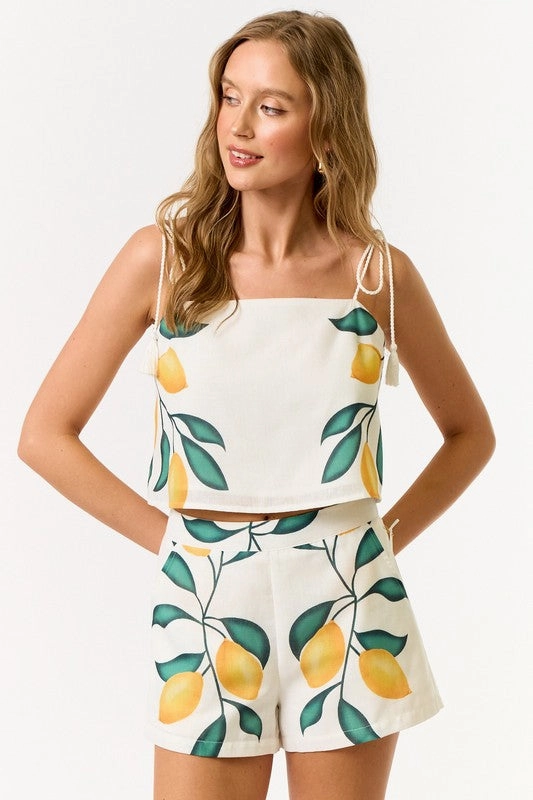 Sicilian Lemon High Waisted Shorts