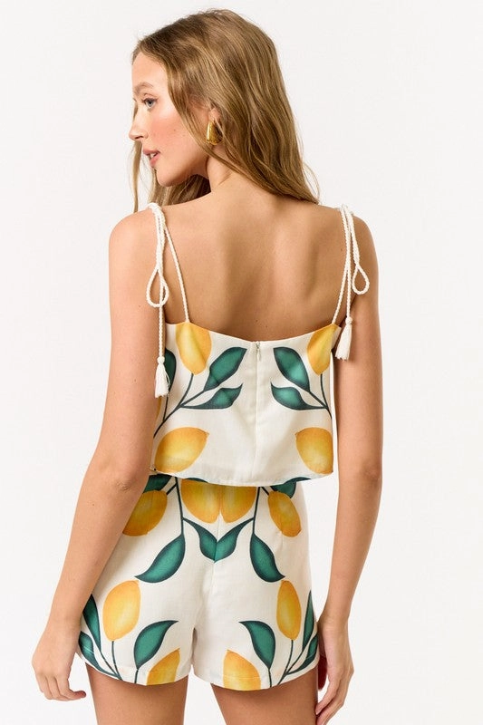 Sicilian Lemon Tie Shoulder Top