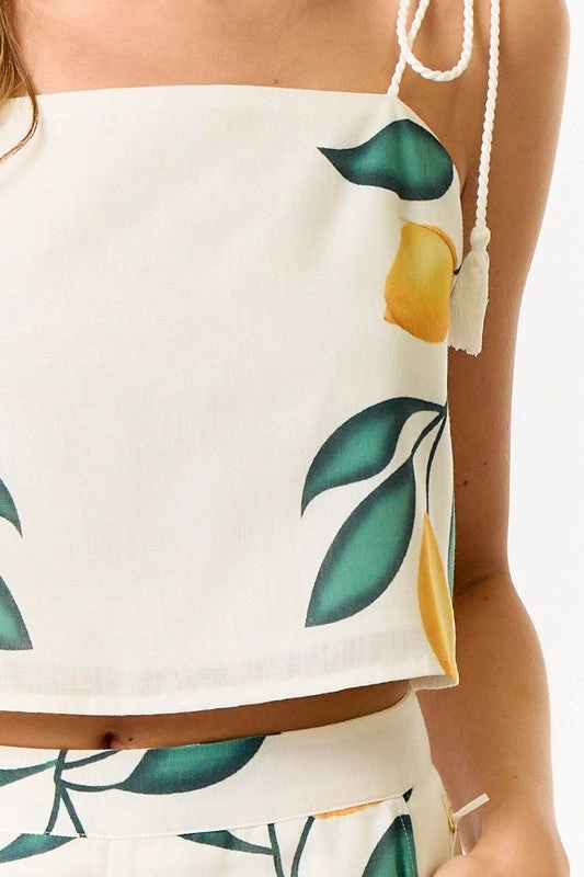 Sicilian Lemon Tie Shoulder Top