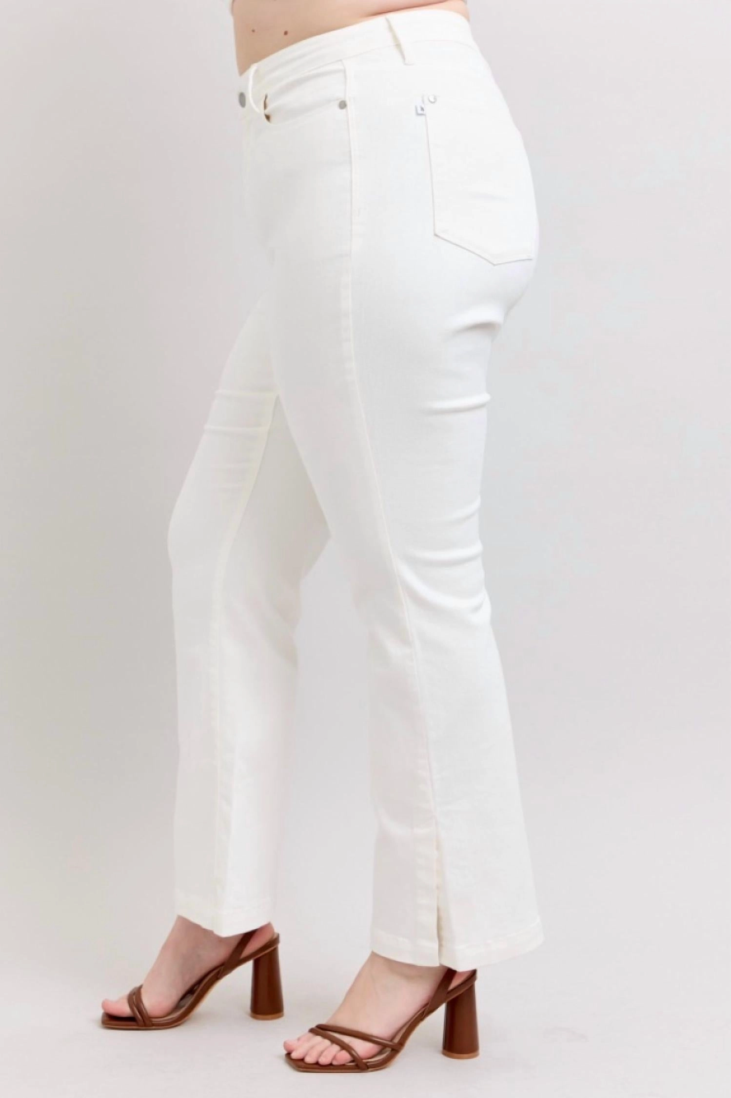 Side Slit Bootcut Jeans In White