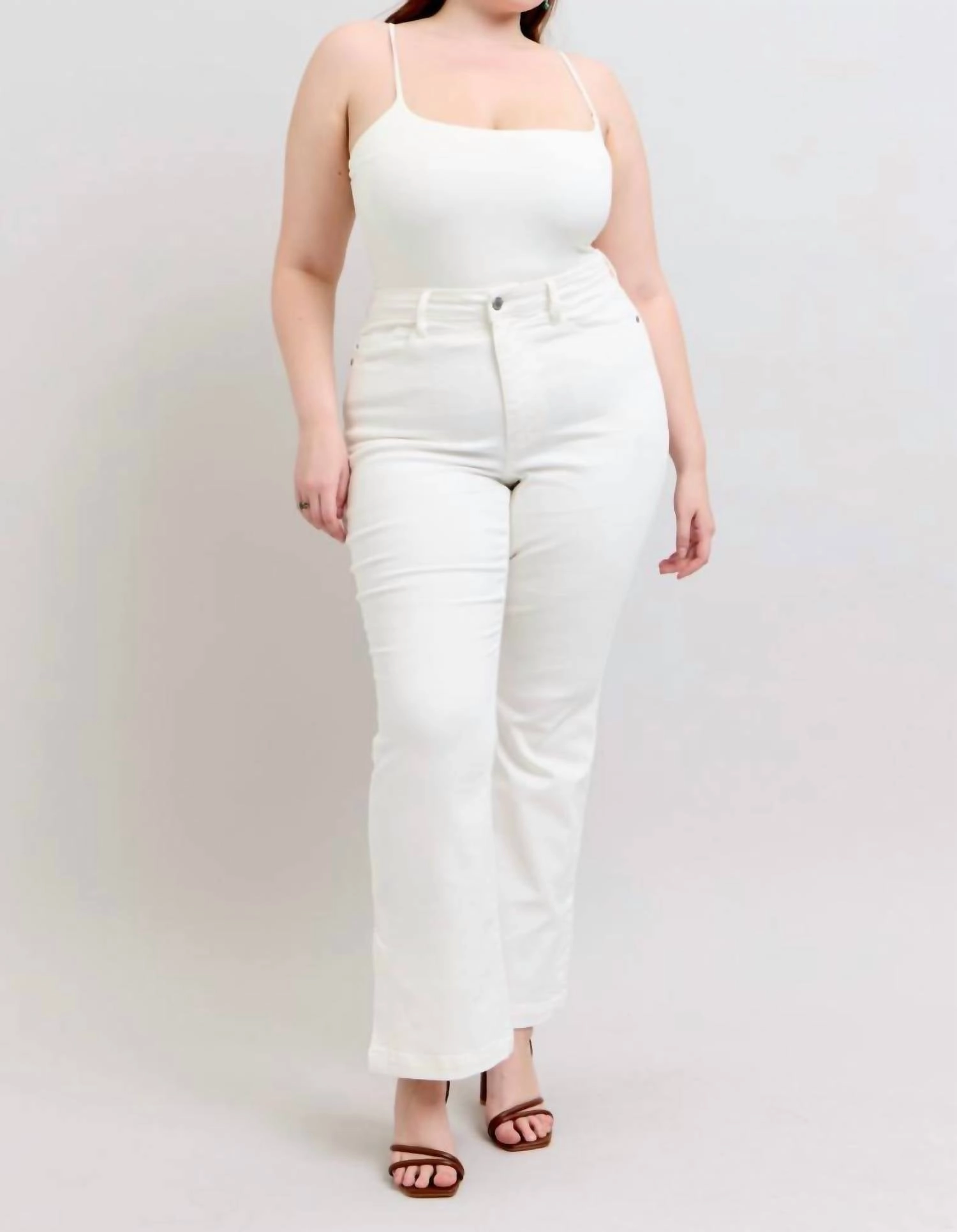 Side Slit Bootcut Jeans In White