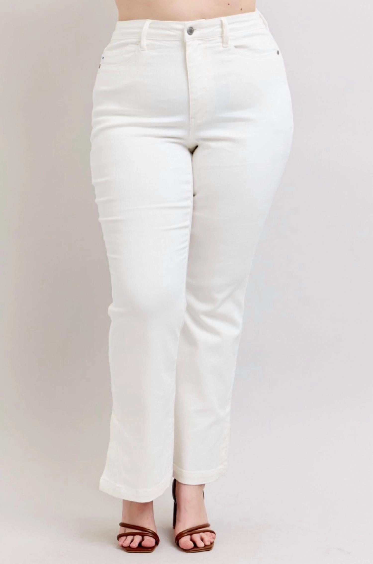 Side Slit Bootcut Jeans In White
