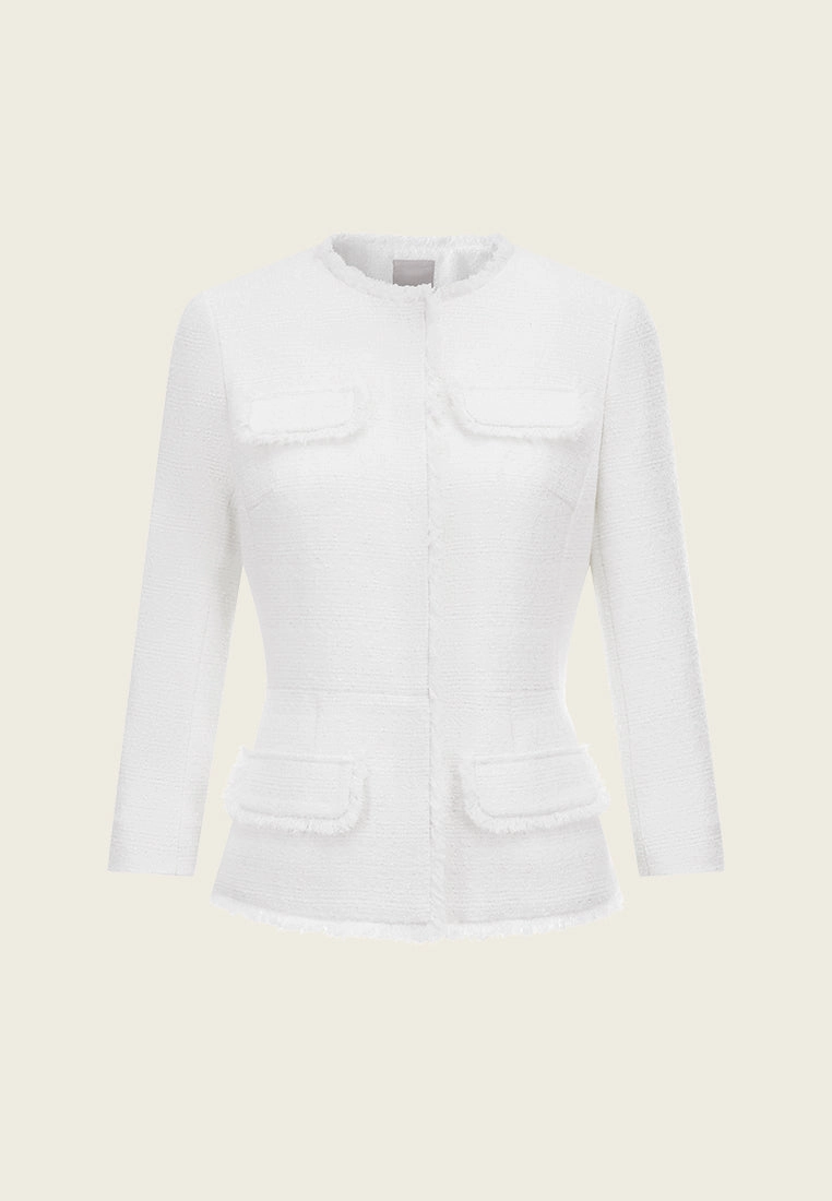 Signature White Four-pockets Tweed Jacket