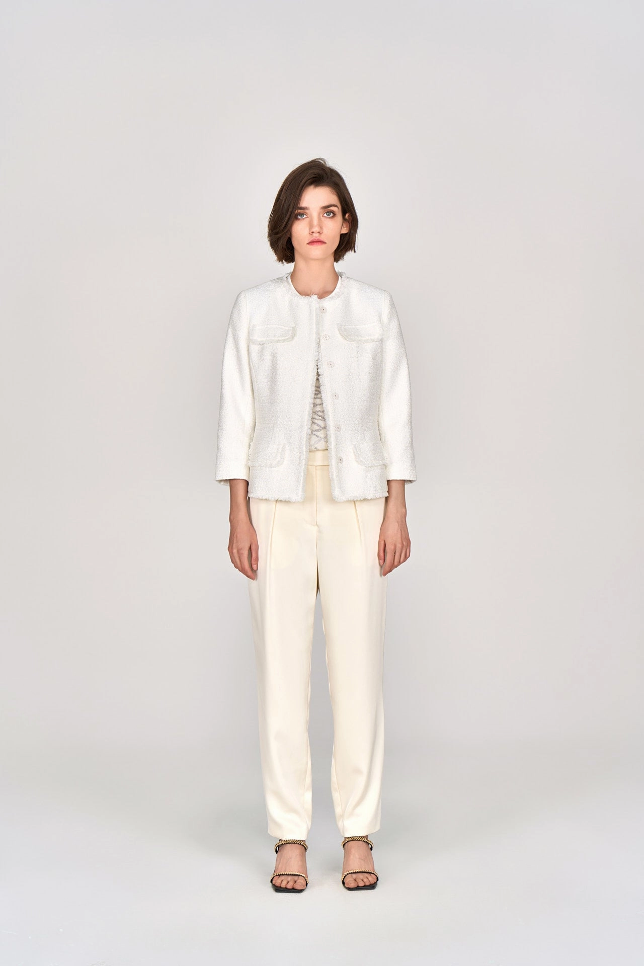 Signature White Four-pockets Tweed Jacket