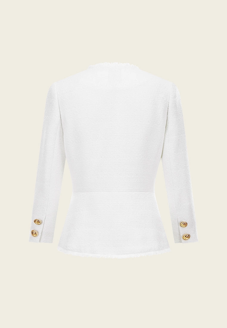 Signature White Four-pockets Tweed Jacket