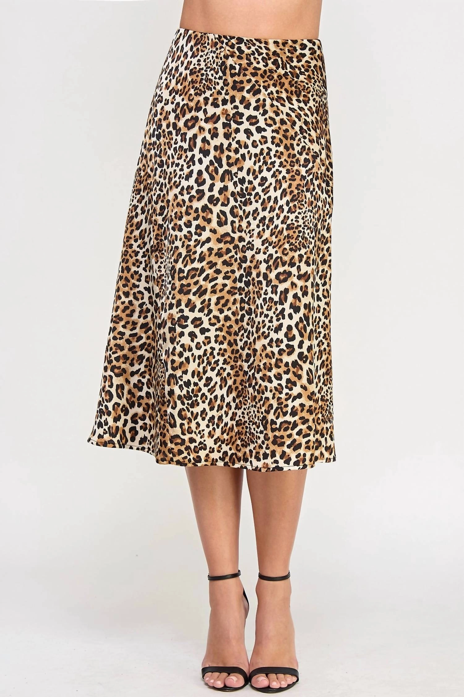 Silky Midi Skirt In Leopard