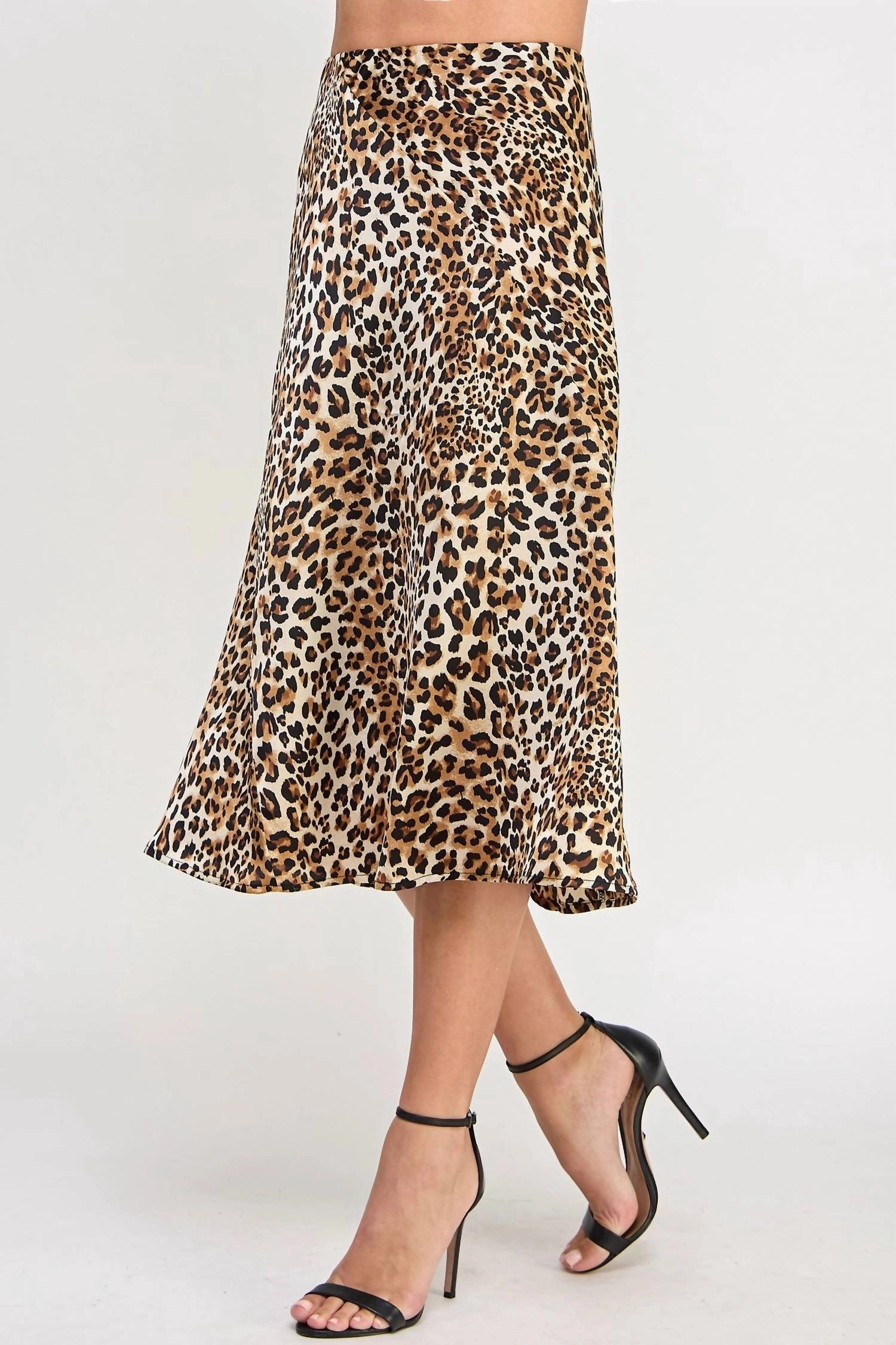 Silky Midi Skirt In Leopard