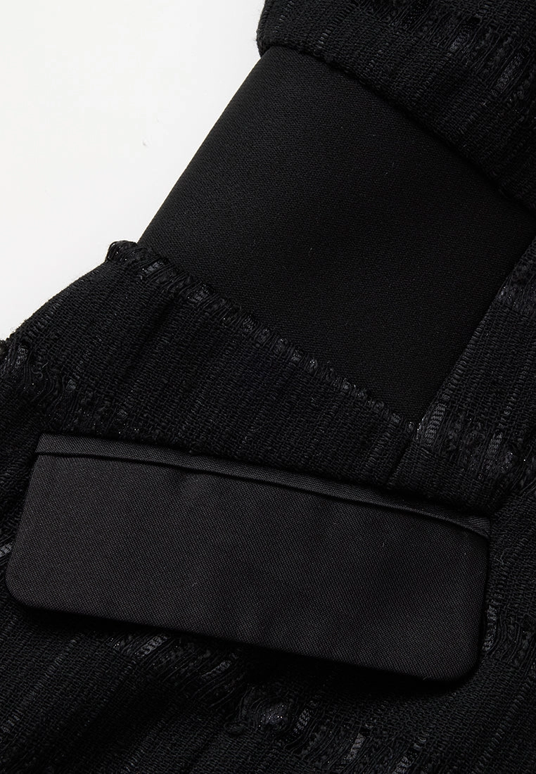 Single-breasted Crystal-embellished Stripped Tweed Jacket