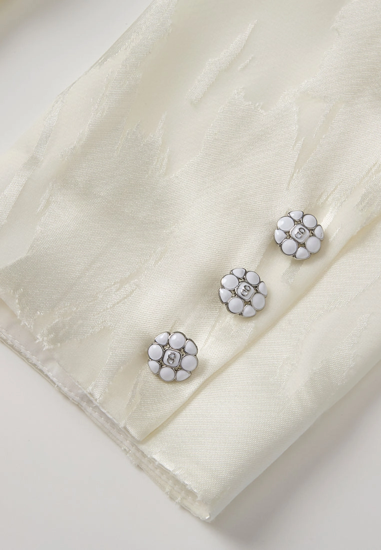 Single-breasted Jacquard Enamel-button Blazer