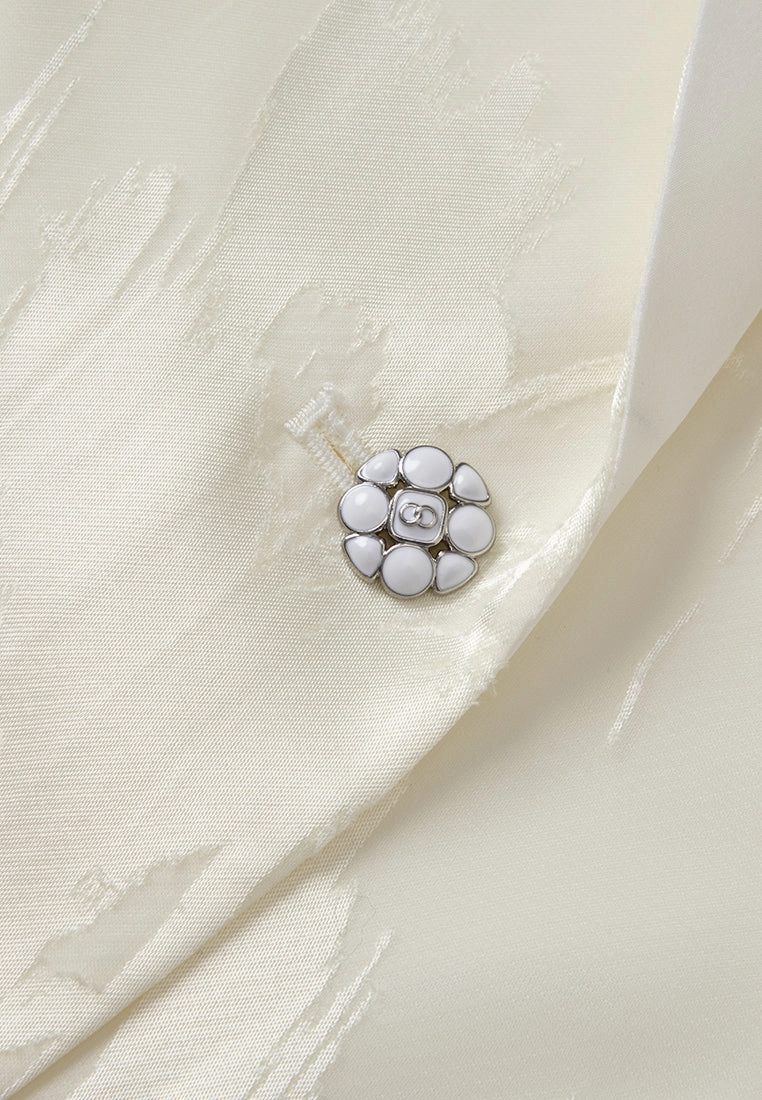 Single-breasted Jacquard Enamel-button Blazer
