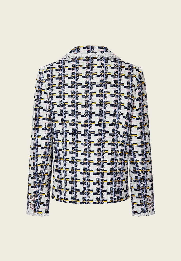 Single-breasted Peak-lapel Houndstooth Jacket