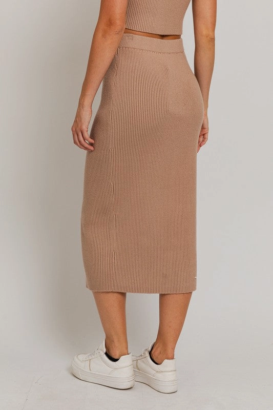 Sip and Savor Zipper Front Midi Skirt