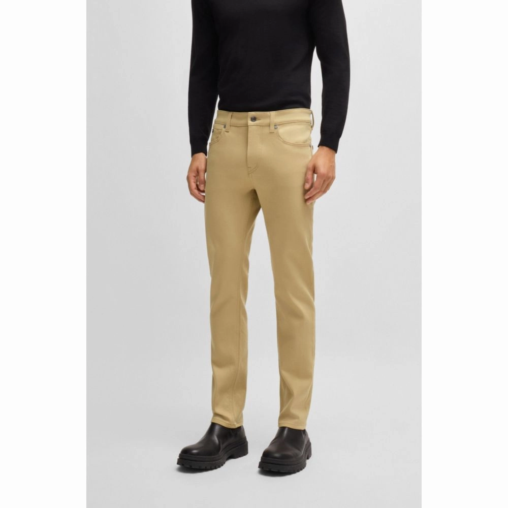 Slim-fit jeans in beige stretch denim