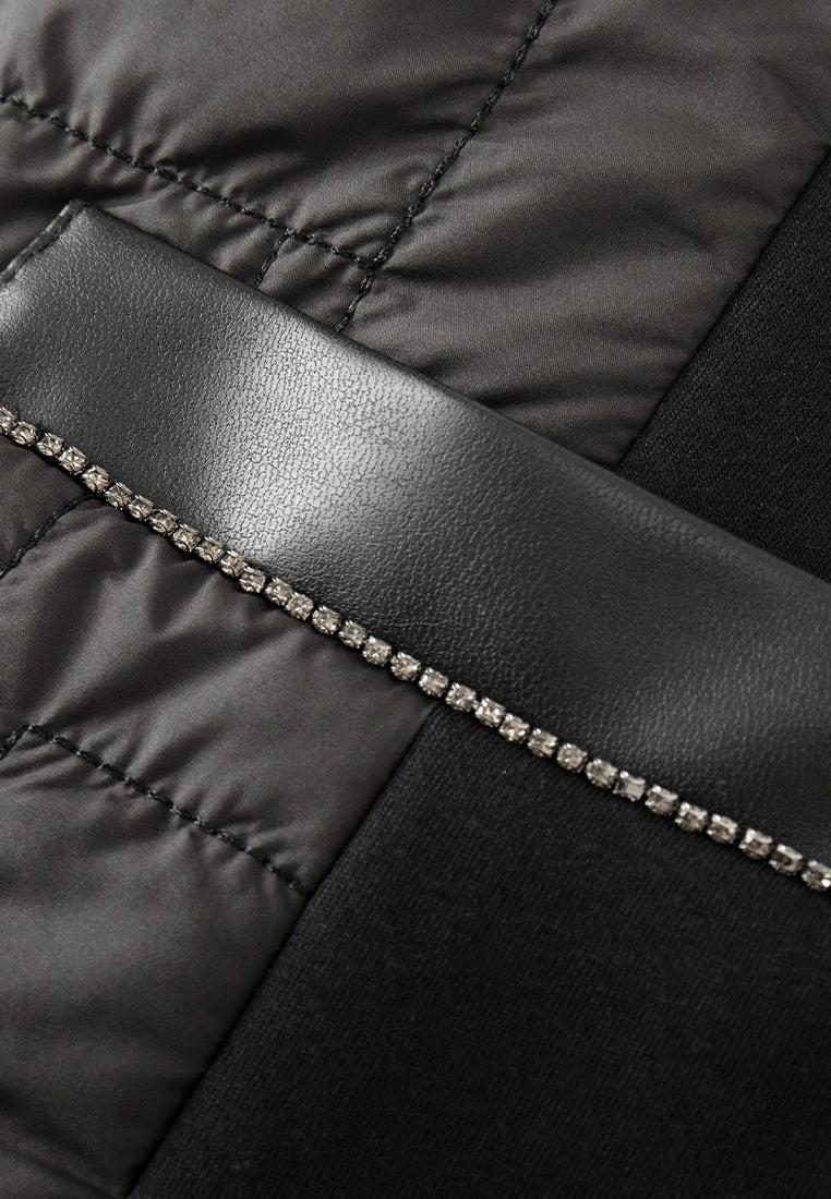 Slim-fit Retangular-quilted Leather-trim Vest