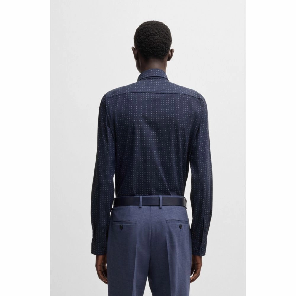 Slim-fit shirt in printed performance-stretch jersey
