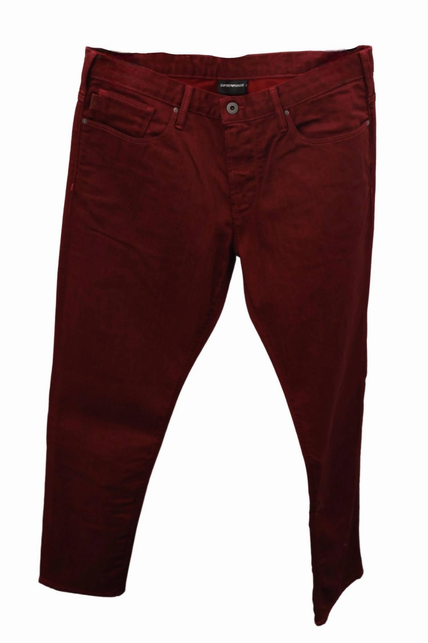 Slim Straight Leg Jeans In Red