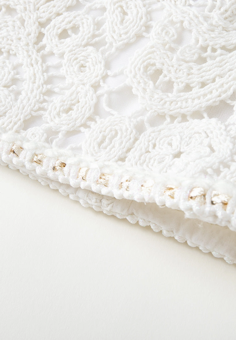 Slit-pocket Sequin-detail Crochet Jacket