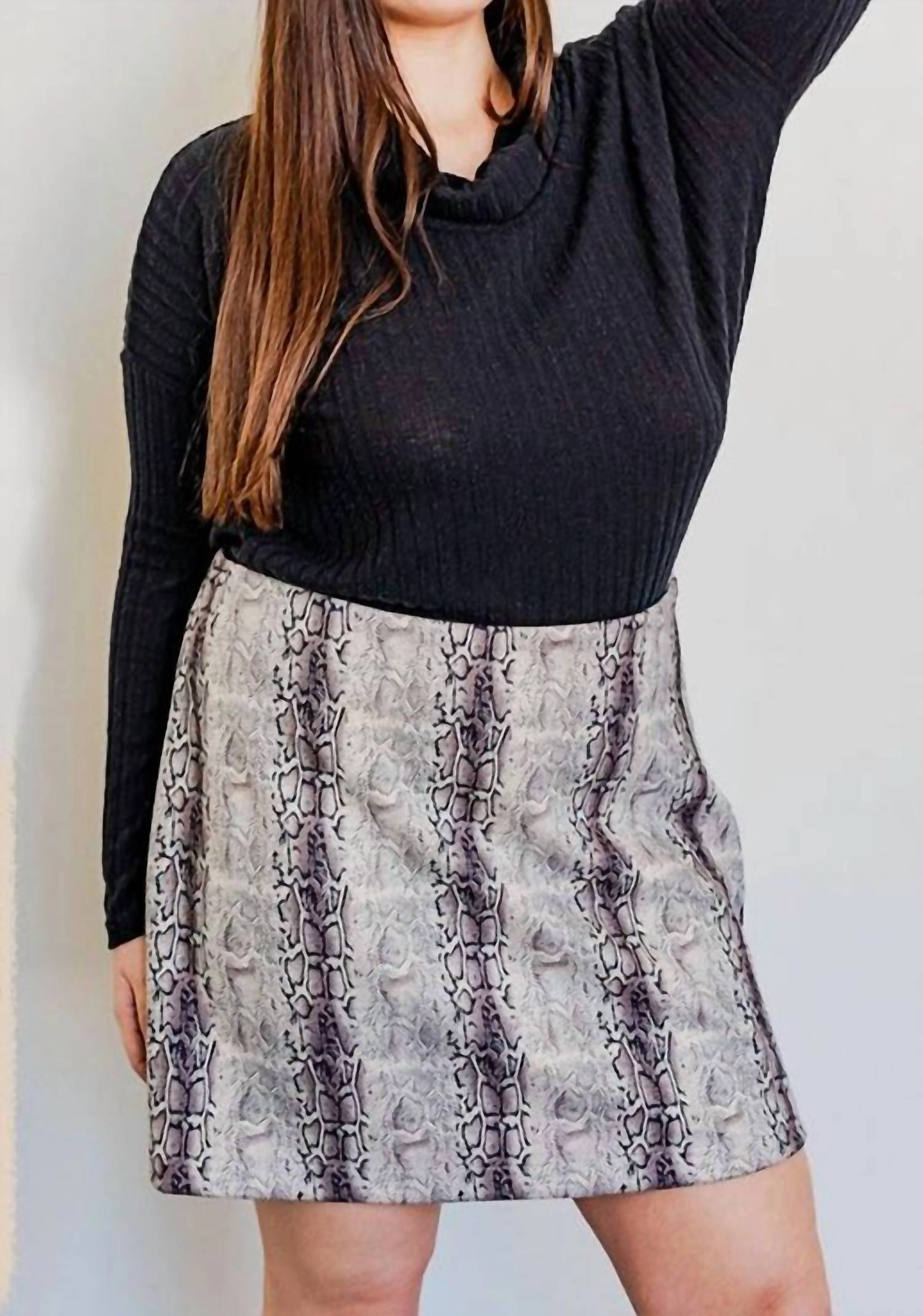 Snake Print Skirt Curvy In Taupe