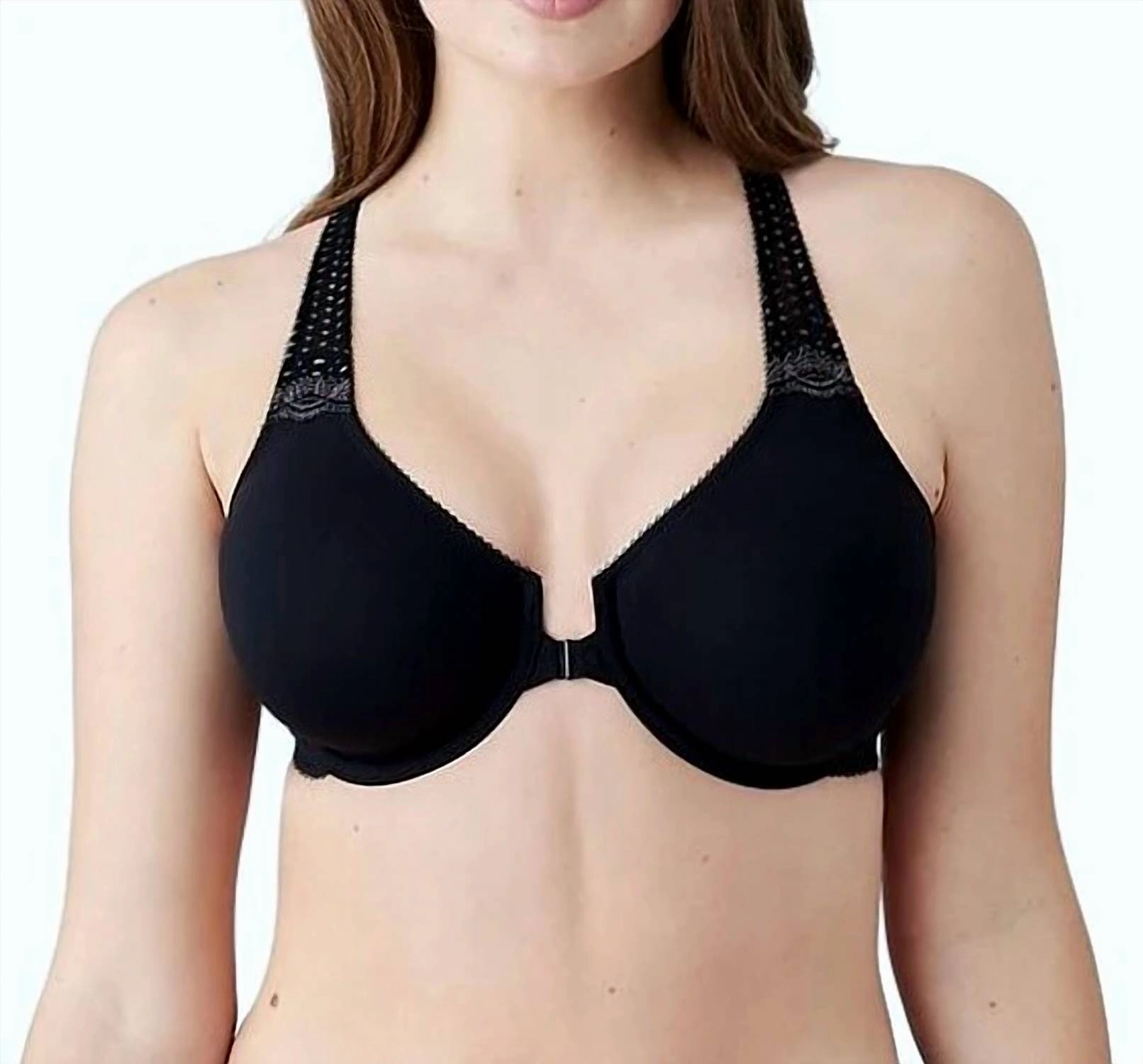 Soft Embrace Frontclosure Racerback Bra In Black