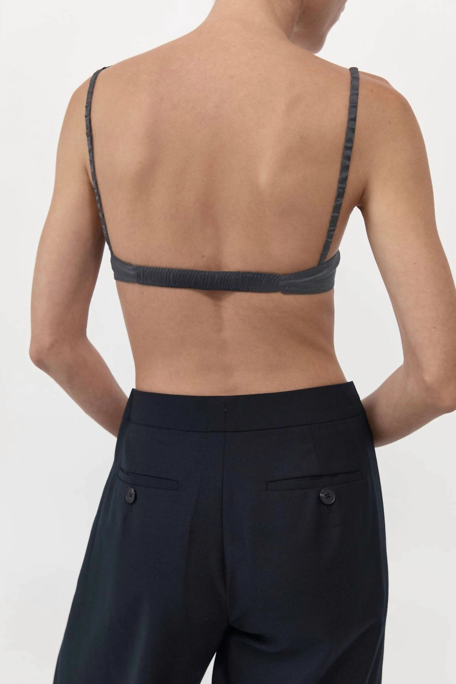 Soft Silk Bralette In Washed Black