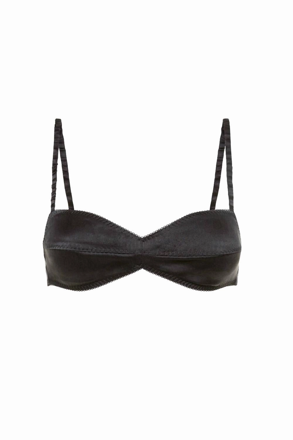 Soft Silk Bralette In Washed Black