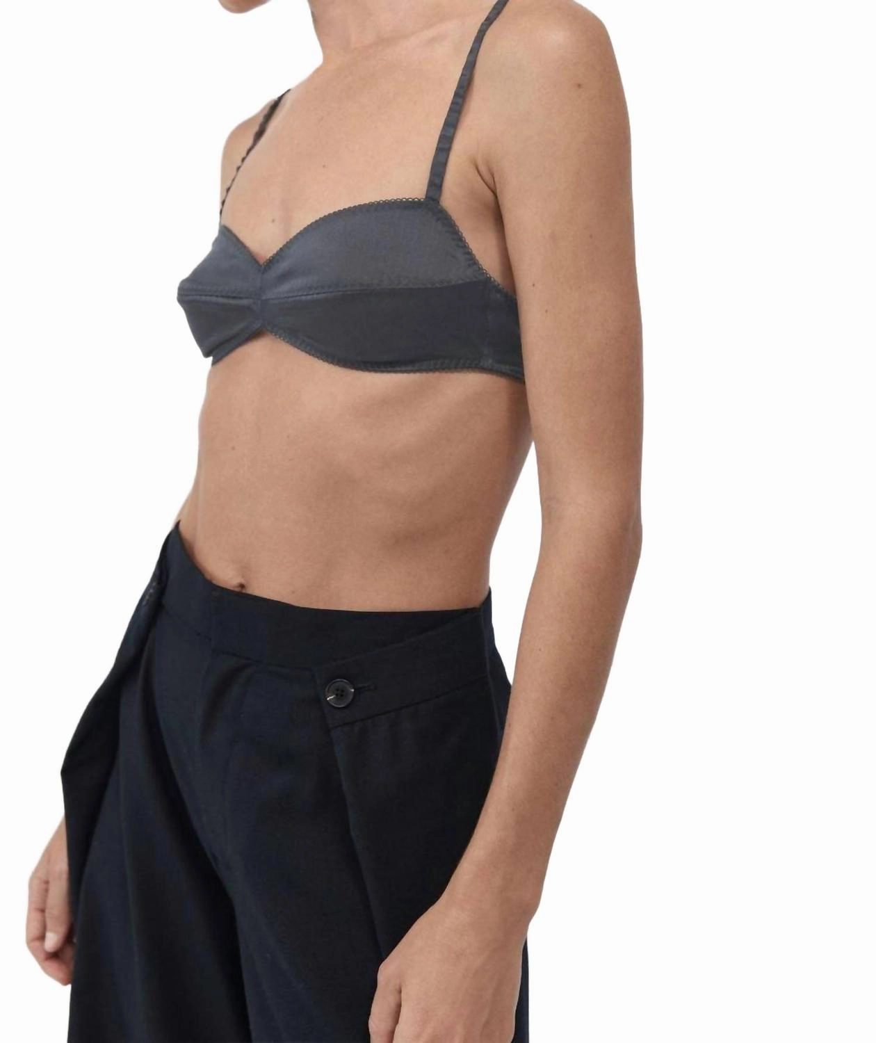 Soft Silk Bralette In Washed Black