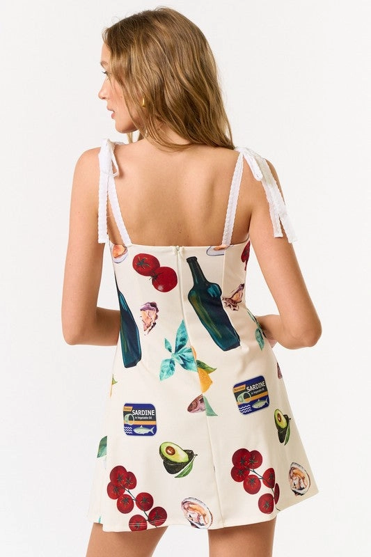 Sorrento Market Shoulder Tie Mini Dress
