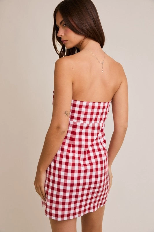 South of France Check Mini Dress