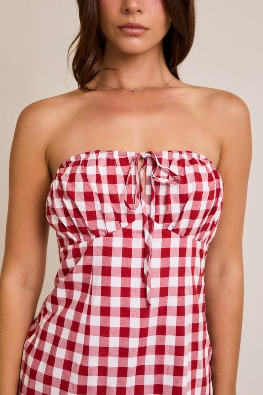 South of France Check Mini Dress