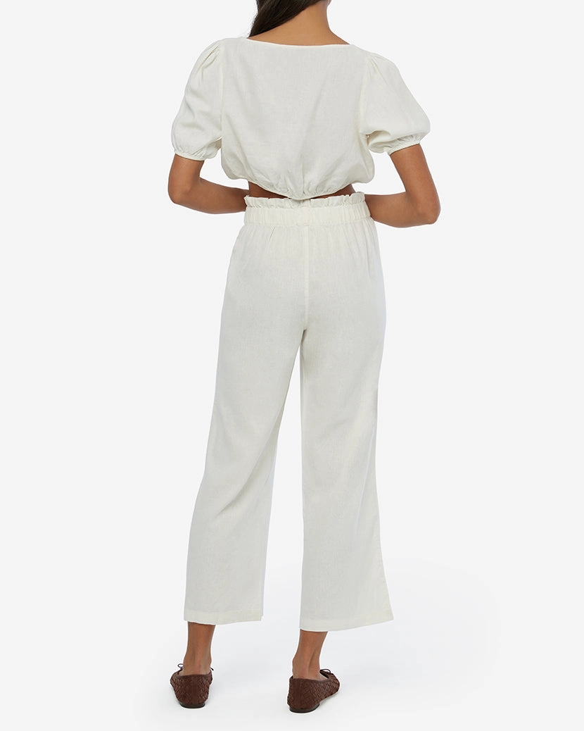 Square Neck Linen Crop Top