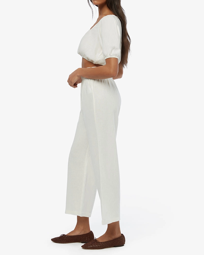 Square Neck Linen Crop Top