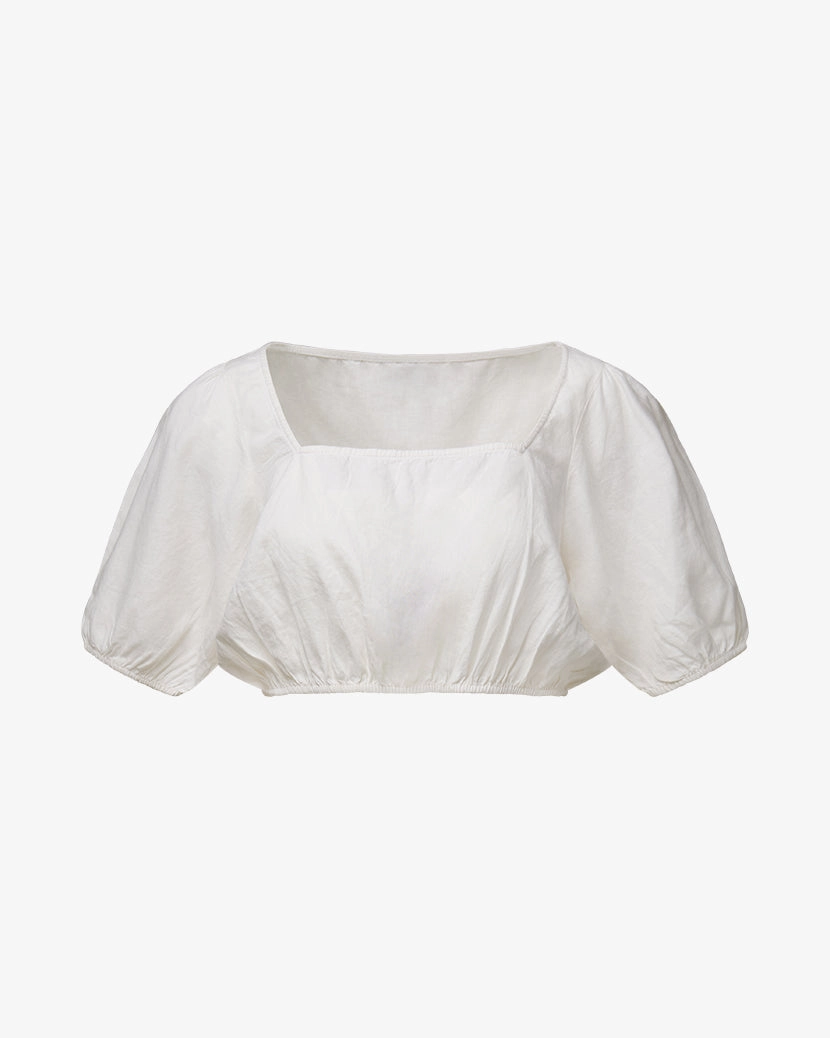 Square Neck Linen Crop Top