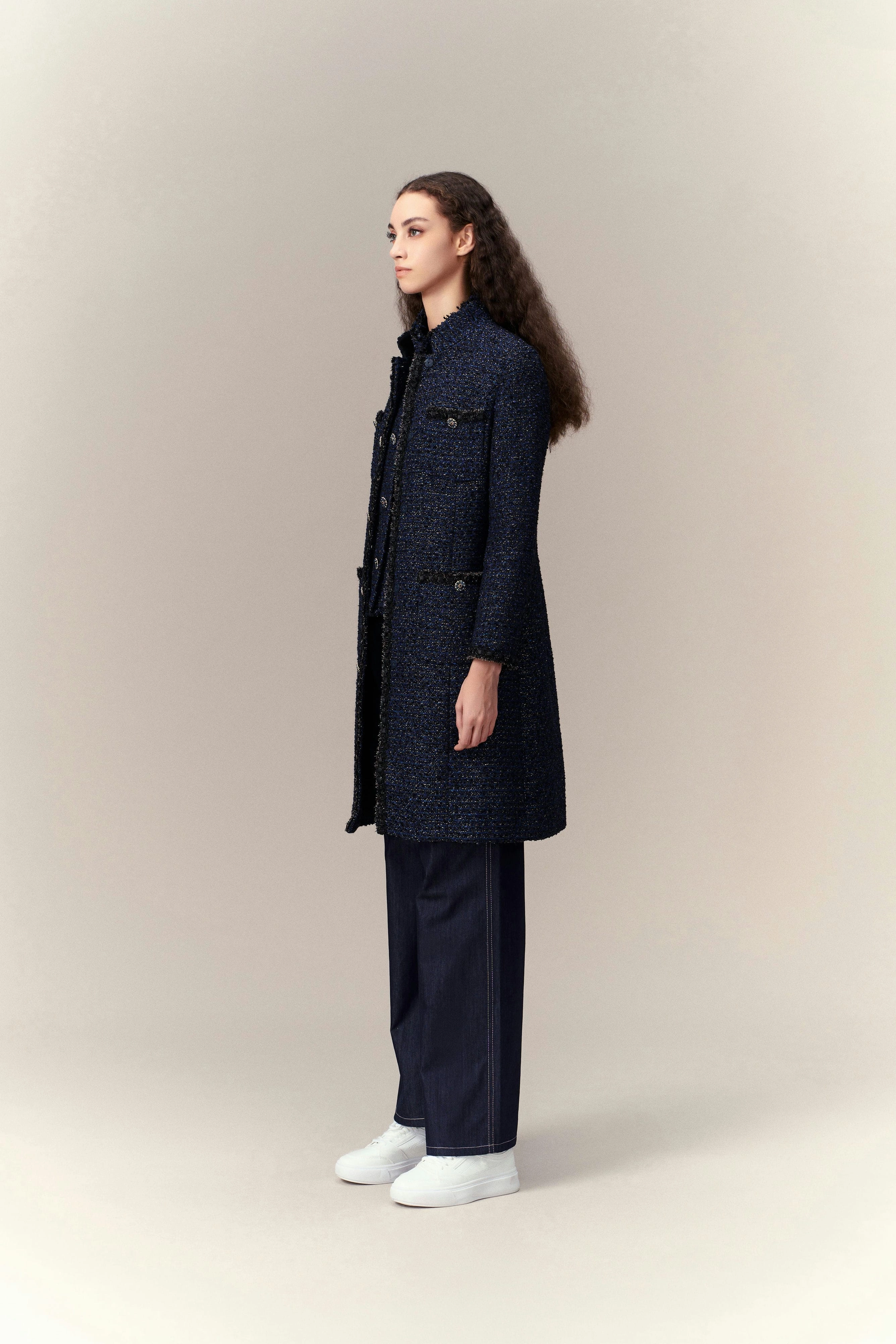 Stand Collar Fitted Coat