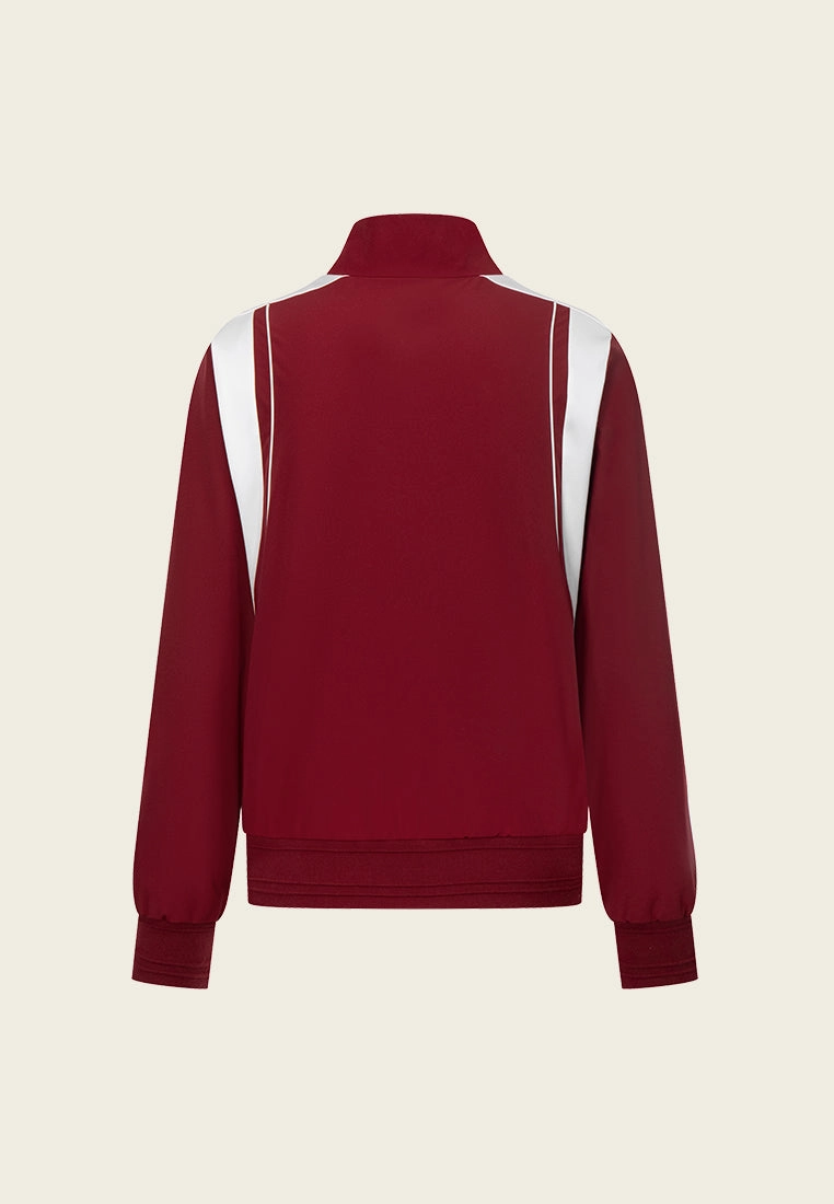 Stand Collar Stripe-detail Ribbed Track Jacket