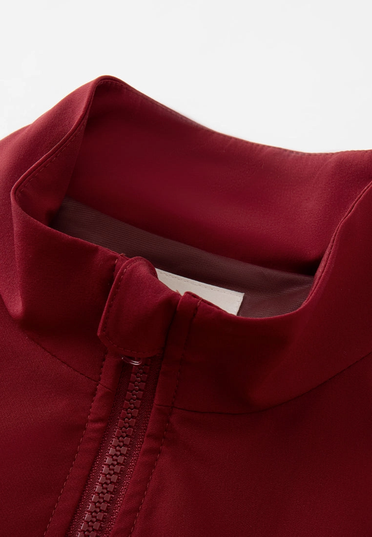 Stand Collar Stripe-detail Ribbed Track Jacket