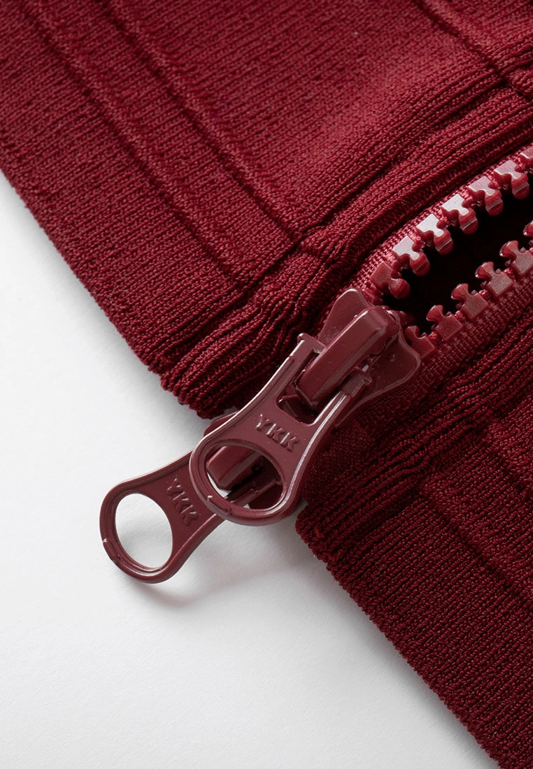 Stand Collar Stripe-detail Ribbed Track Jacket