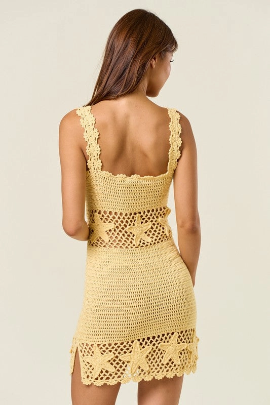 Starfish Shore Crochet Mini Dress