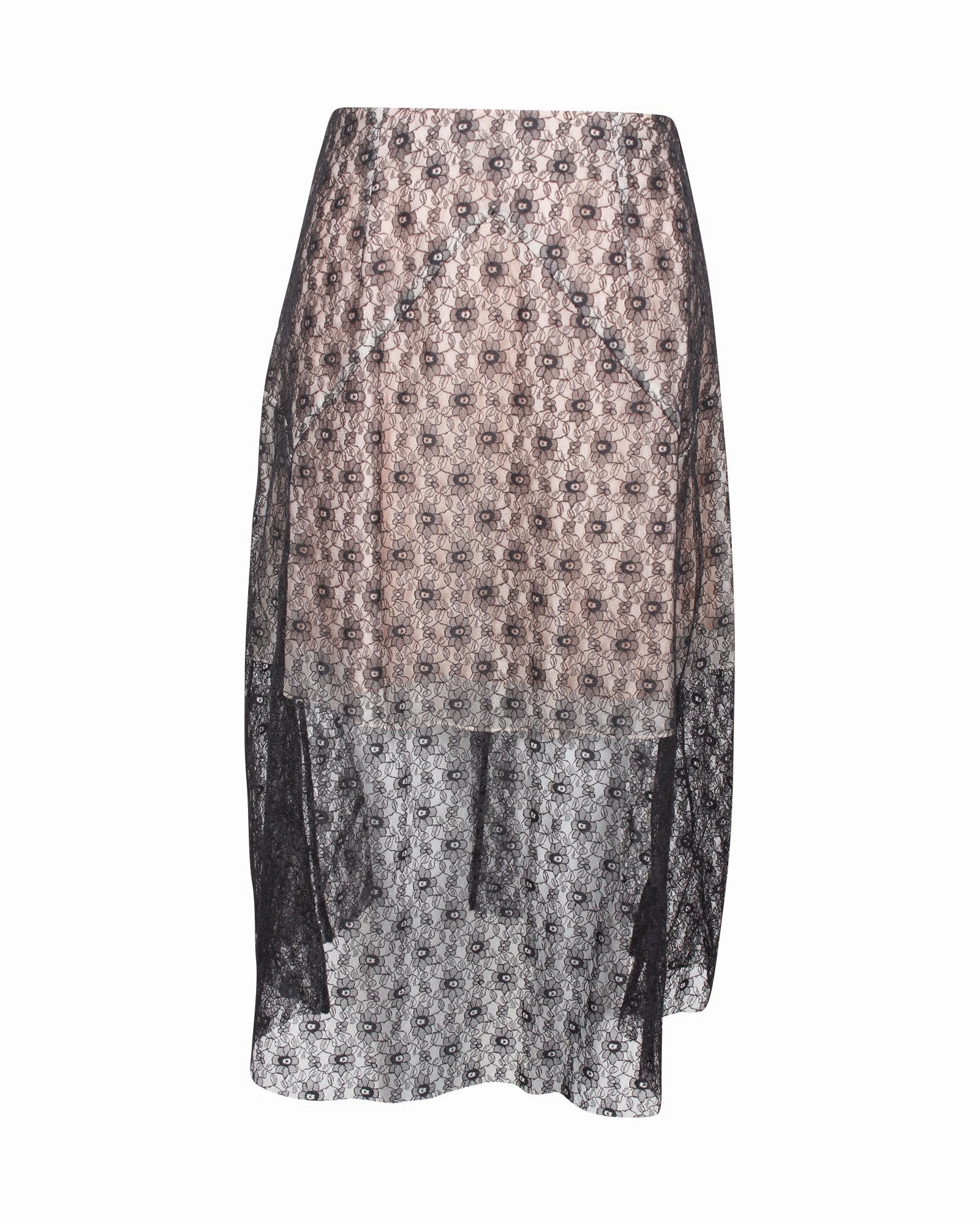 Stella McCartney Knee Length Lace Skirt in Black Silk