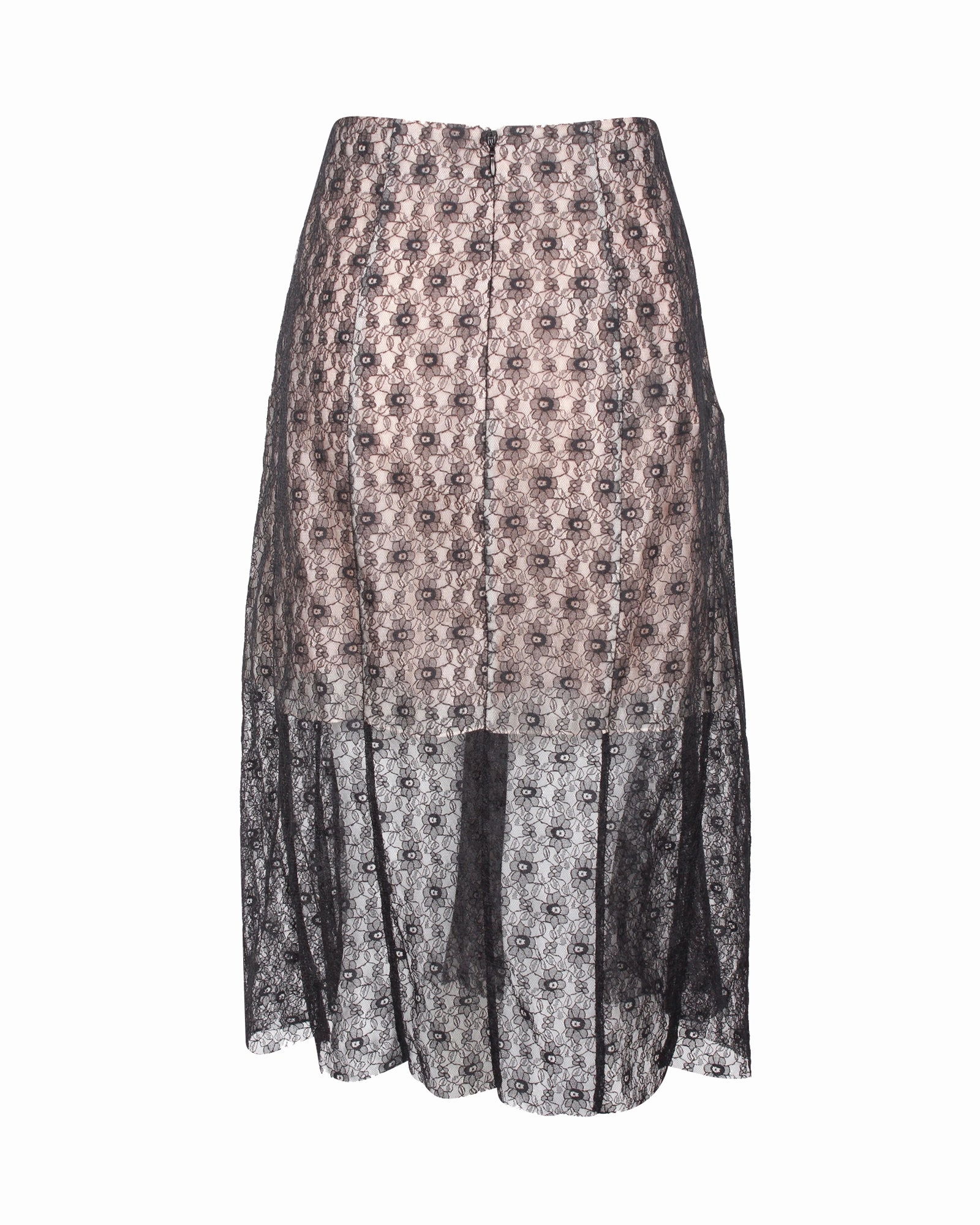 Stella McCartney Knee Length Lace Skirt in Black Silk