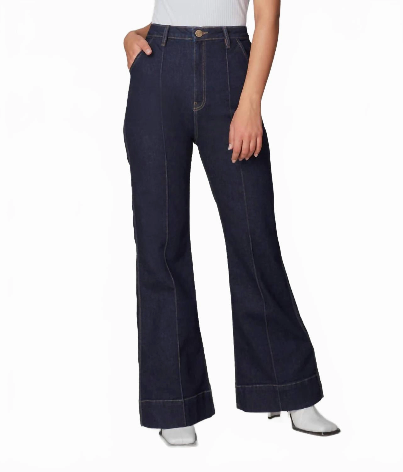 Stevie High-Rise Jean Flare Jeans In Dark Rinse Blue