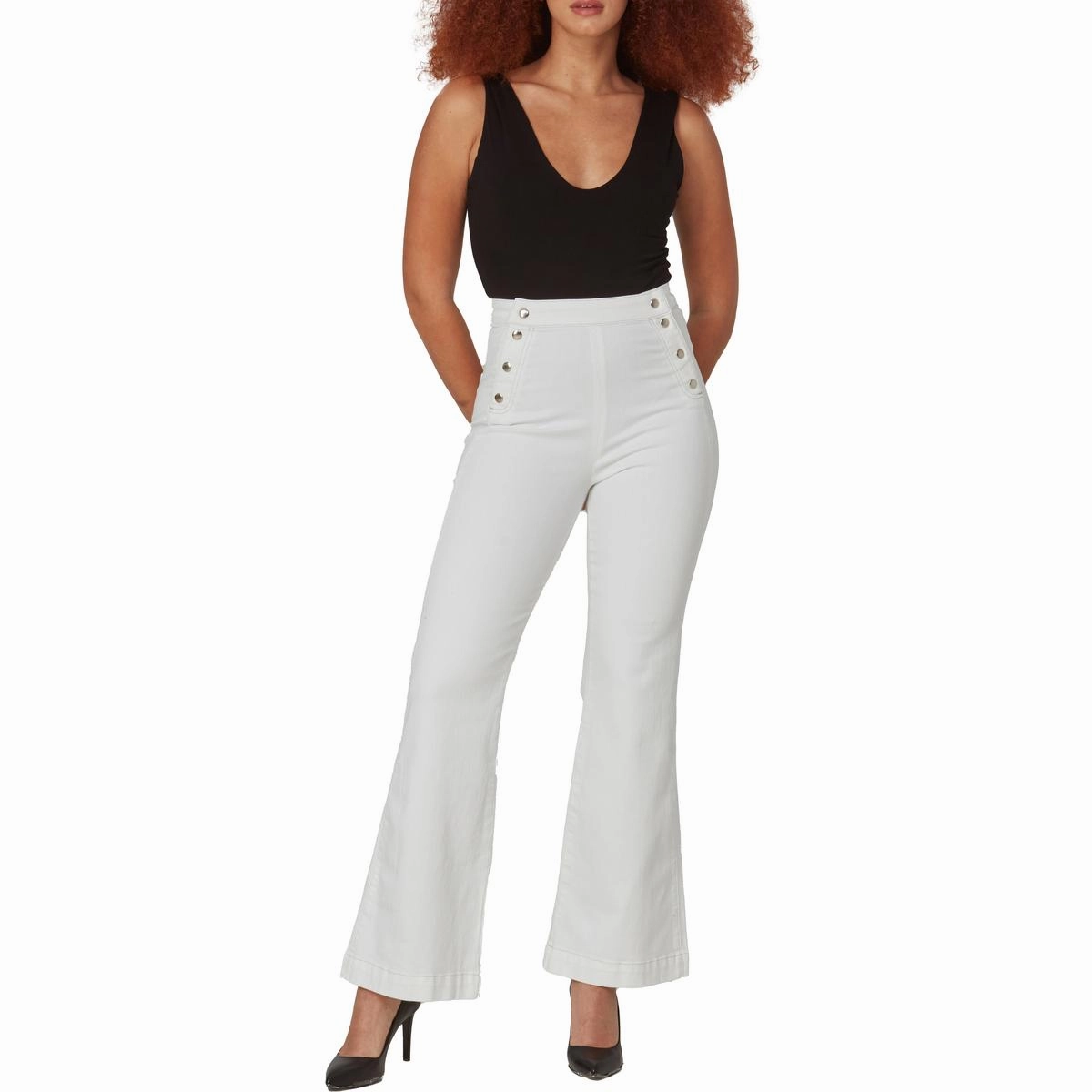 Stevie Womens Pocket Denim Flared Jeans