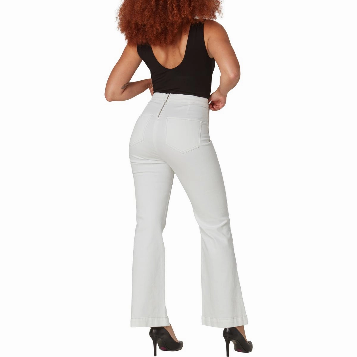Stevie Womens Pocket Denim Flared Jeans