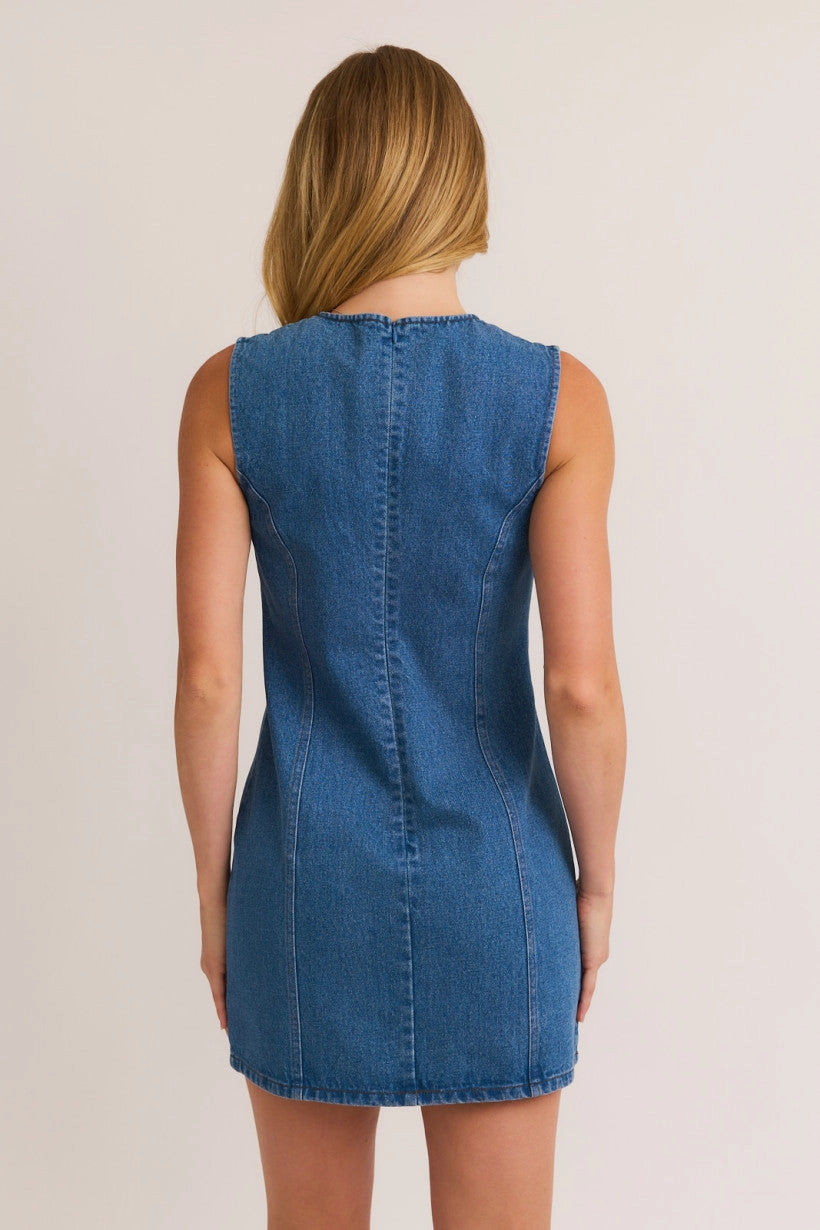 Stitched Denim Mini Dress