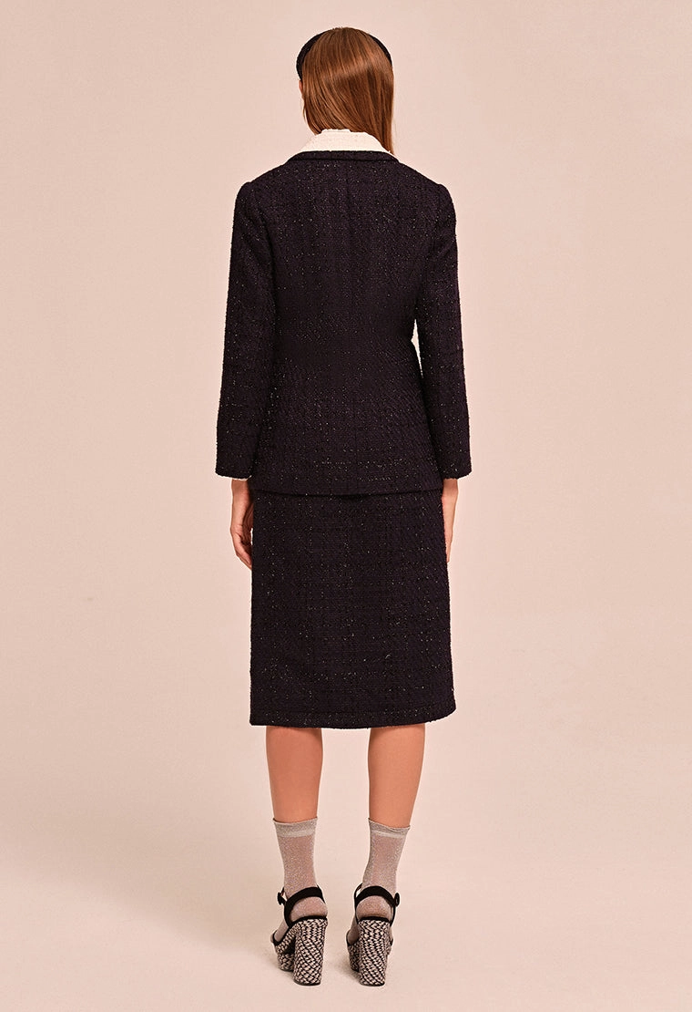 Straight cut tweed blazer