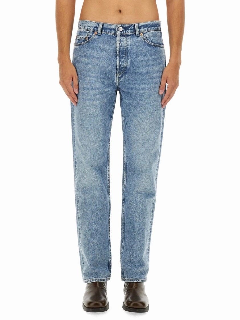 Straight-Leg Denim Jeans With Vintage Wash