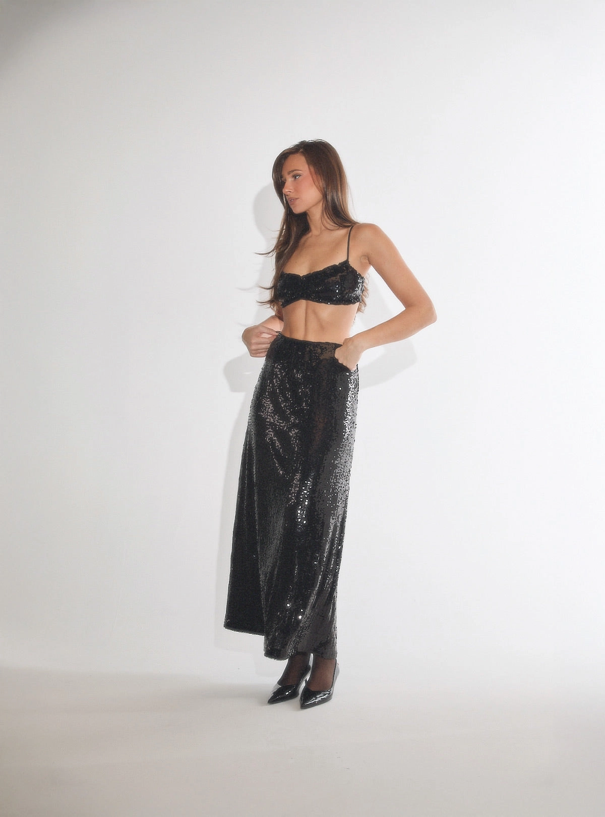 Straight Sequin Skirt
