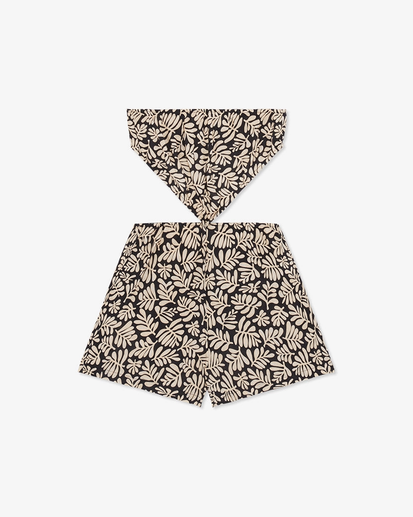 Strapless Cutout Safari Leaves Romper