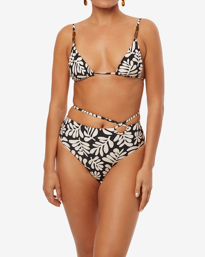 Strappy Tie Safari Leaves Bikini Bottom