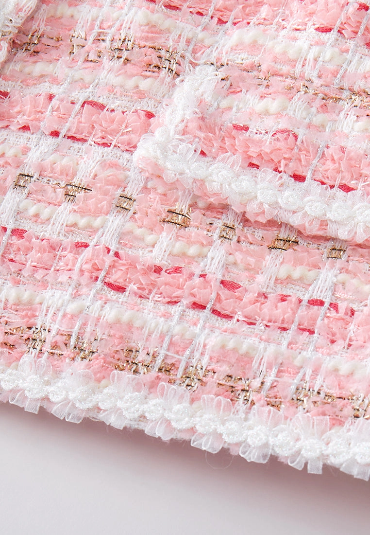 Stripe Tweed Pussy-bow Cropped Jacket